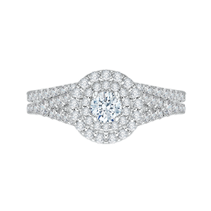 Split Shank Double Halo Round Diamond Engagement Ring Promezza PR0033EC-02W