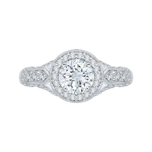 Split Shank round Diamond Halo Engagement Ring Promezza PR0042EC-02W
