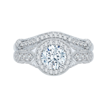 Load image into Gallery viewer, Split Shank round Diamond Halo Engagement Ring Promezza PR0042EC-02W
