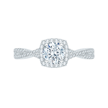 Load image into Gallery viewer, Split Shank Round Diamond Halo Engagement Ring Promezza PR0044EC-02W
