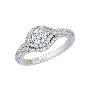 Two Row Round Diamond Halo Engagement Ring Promezza PR0046EC-02W-0.50