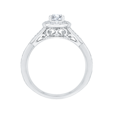Load image into Gallery viewer, Split Shank Round Diamond Halo Engagement Ring Promezza PR0063EC-02W
