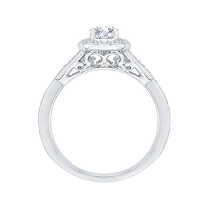 Split Shank Round Diamond Halo Engagement Ring Promezza PR0063EC-02W