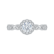 Load image into Gallery viewer, Floral Halo Engagement Ring with Round Diamond Promezza PR0075ECQ-44W-.50
