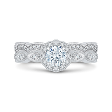 Load image into Gallery viewer, Floral Halo Engagement Ring with Round Diamond Promezza PR0075ECQ-44W-.50
