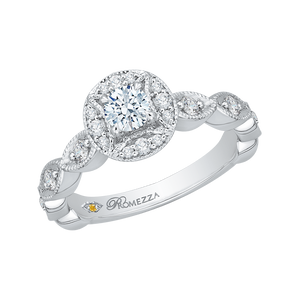 Double Halo Engagement Ring with Round Cut Diamond Promezza PR0079EC-44W