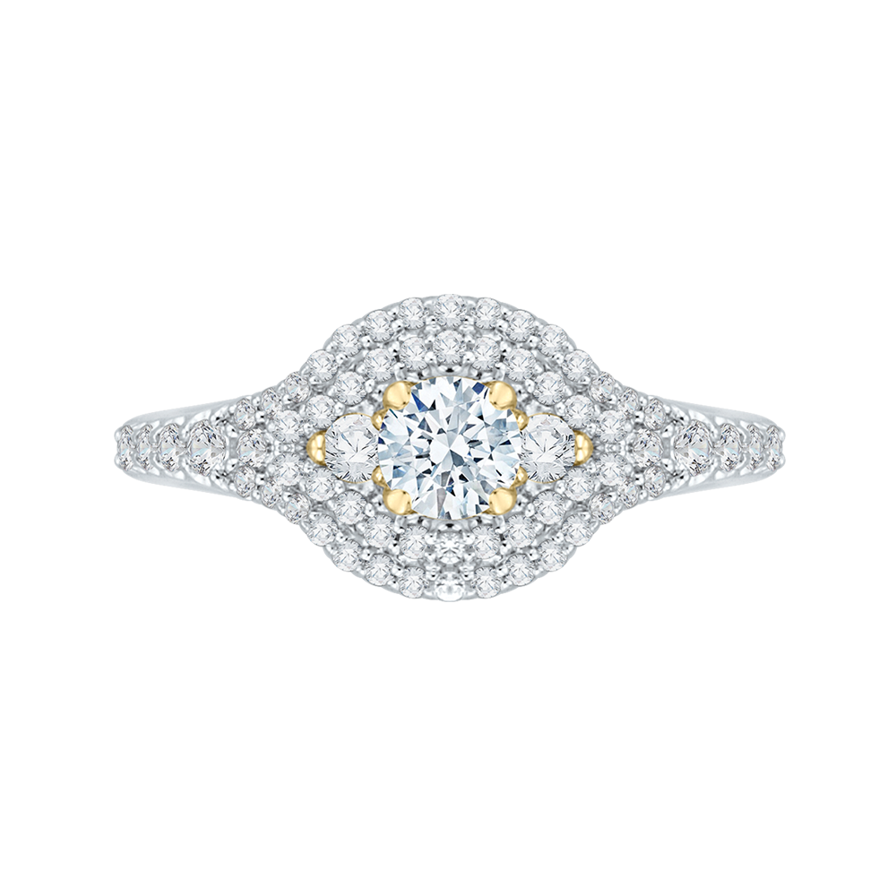 Round Diamond Double Halo Engagement Ring Promezza PR0081EC-44WY
