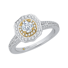 Load image into Gallery viewer, Two-Tone Gold Double Halo Engagement Ring Promezza PR0085EC-44WY
