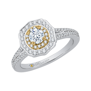 Two-Tone Gold Double Halo Engagement Ring Promezza PR0085EC-44WY