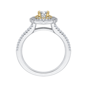 Two-Tone Gold Double Halo Engagement Ring Promezza PR0085EC-44WY