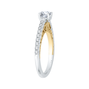 Yellow and White Gold Round Diamond Engagement Ring Promezza PR0088EC-44WY