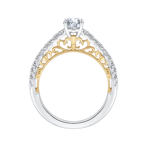Yellow and White Gold Round Diamond Engagement Ring Promezza PR0088EC-44WY