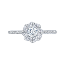 Load image into Gallery viewer, Floral Halo Engagement Ring with Round Diamond Promezza PR0090EC-44W
