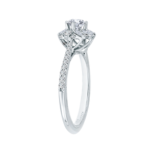 Floral Halo Engagement Ring with Round Diamond Promezza PR0090EC-44W