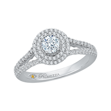 Load image into Gallery viewer, Split Shank Double Halo Diamond Engagement Ring Promezza PR0096ECH-44W
