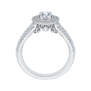 Split Shank Double Halo Diamond Engagement Ring Promezza PR0096ECH-44W
