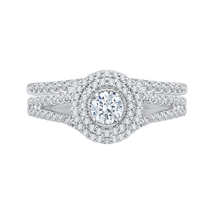 Split Shank Double Halo Diamond Engagement Ring Promezza PR0096ECH-44W