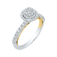 Load image into Gallery viewer, Yellow and White Gold Double Halo Engagement Ring Promezza PR0098ECH-44WY-.25
