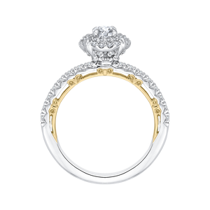Yellow and White Gold Double Halo Engagement Ring Promezza PR0098ECH-44WY-.25