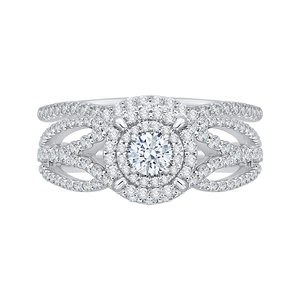 Double Halo Engagement Ring with Round Diamond Promezza PR0099ECH-44W