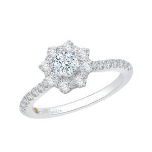 Round Diamond with Floral Halo Engagement Ring Promezza PR0104ECH-44W