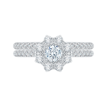 Load image into Gallery viewer, Round Diamond with Floral Halo Engagement Ring Promezza PR0104ECH-44W
