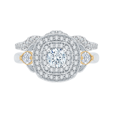 Load image into Gallery viewer, White and Yellow Gold Double Halo Diamond Engagement Ring Promezza PR0116EC-44WY-.33
