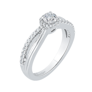 Split Shank Diamond Halo Engagement Ring Promezza PR0123ECH-44W-.33