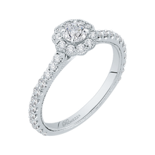 Load image into Gallery viewer, Diamond Floral Halo Engagement Ring Promezza PR0141ECQ-44W-.25

