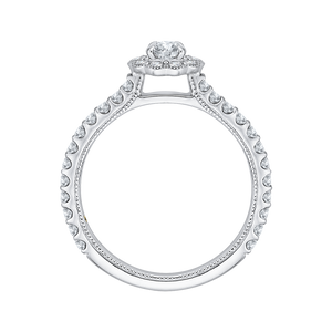 Diamond Floral Halo Engagement Ring Promezza PR0141ECQ-44W-.25