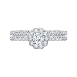 Diamond Floral Halo Engagement Ring Promezza PR0141ECQ-44W-.25
