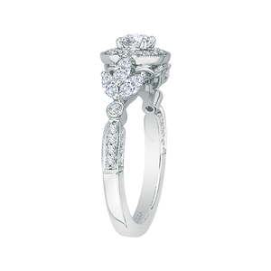 Double Halo Floral Engagement Ring Promezza PR0142ECH-44W-.33