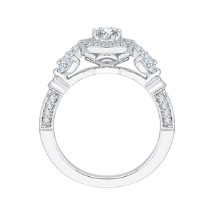 Double Halo Floral Engagement Ring Promezza PR0142ECH-44W-.33