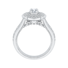 Load image into Gallery viewer, Double Halo Floral Engagement Ring with Round Diamond Promezza PR0144ECH-44W-.25
