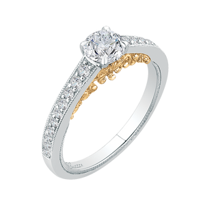 Yellow and White Gold Round Diamond Engagement Ring Promezza PR0149ECH-44WY-.50