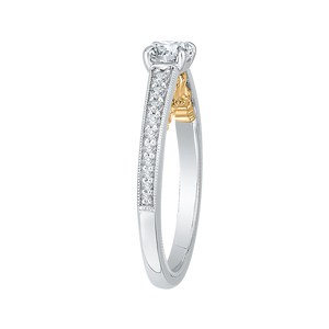 Yellow and White Gold Round Diamond Engagement Ring Promezza PR0149ECH-44WY-.50
