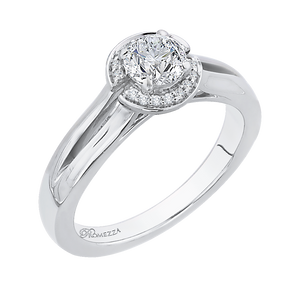 Plain Shank Round Diamond Halo Engagement Ring Promezza PR0158EC-44W-.50