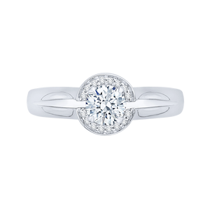 Plain Shank Round Diamond Halo Engagement Ring Promezza PR0158EC-44W-.50