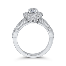 Load image into Gallery viewer, Split Shank Double Halo Engagement Ring with Round Diamond Promezza PR0174EC-44W-.50
