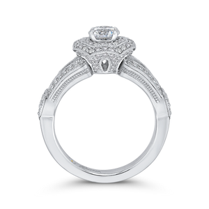 Split Shank Double Halo Engagement Ring with Round Diamond Promezza PR0174EC-44W-.50