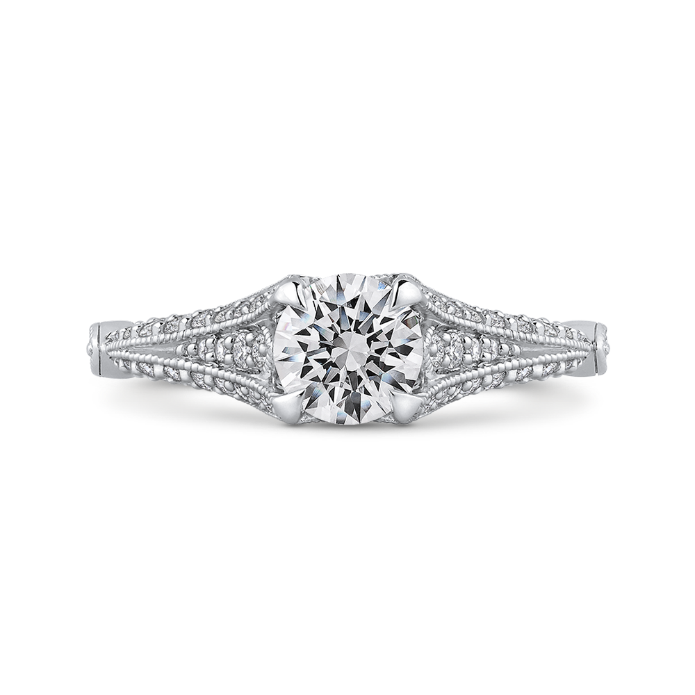 Vintage Engagement Ring with Round Cut Diamond Promezza PR0175ECH-44W.75