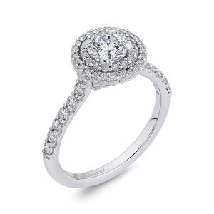 White Gold Round Diamond Halo Engagement Ring Promezza PR0176ECH-44W-.50