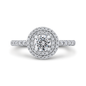 White Gold Round Diamond Halo Engagement Ring Promezza PR0176ECH-44W-.50