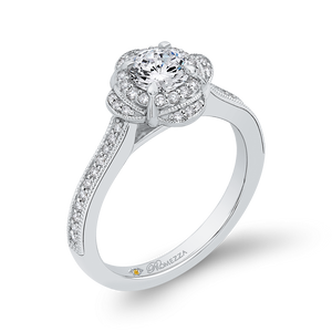 Halo Engagement Ring with Round Diamond Promezza PR0178ECH-44W-.50
