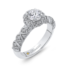 Load image into Gallery viewer, Floral Halo Round Diamond Engagement Ring Promezza PR0180ECH-44W-.75
