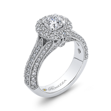 Load image into Gallery viewer, Three Row Vintage Engagement Ring with Double Halo Round Diamond Promezza PR0181EC-44W-.50
