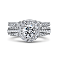 Load image into Gallery viewer, Three Row Vintage Engagement Ring with Double Halo Round Diamond Promezza PR0181EC-44W-.50
