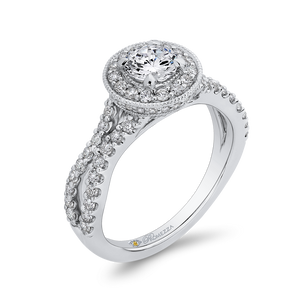 Split Shank Round Diamond Halo Engagement Ring Promezza PR0183ECH-44W-.50