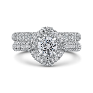 Cathedral Style Halo Engagement Ring with Round Diamond Promezza PR0186ECH-44W-.75