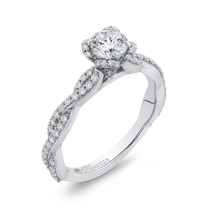 Crossover Shank Floral Engagement Ring Promezza PR0187ECQ-44W-.50